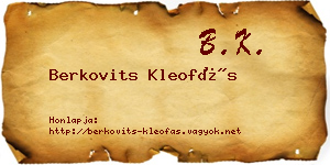 Berkovits Kleofás névjegykártya